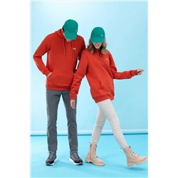 Kiremit Kapüşonlu Basic Sweatshirt