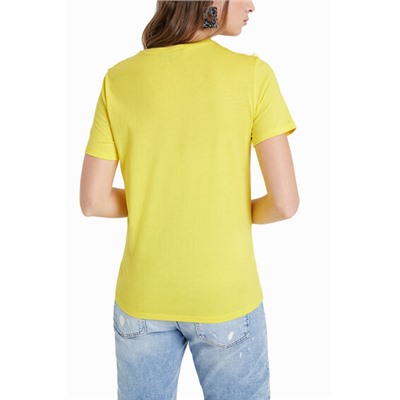 Camiseta bordado pico frontal