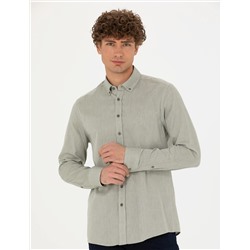 Haki Slim Fit Uzun Kollu Gömlek