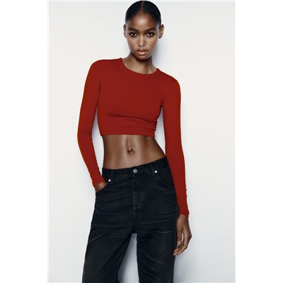 CROPPED POLYAMIDE T-SHIRT