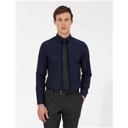 Lacivert Slim Fit Uzun Kollu Klasik Gömlek