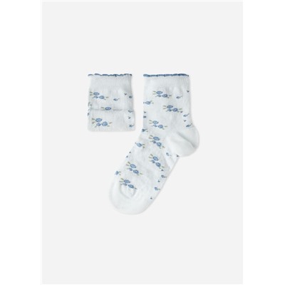 Kurze Mädchensocken mit Blumenmuster Eco