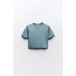 FADED-EFFECT RIBBED CROP TOP