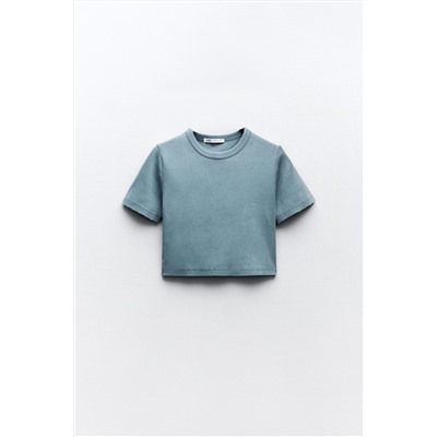 FADED-EFFECT RIBBED CROP TOP