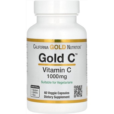 California Gold Nutrition Gold C, Витамин С класса USP, 1000 мг, 60 растительных капсул