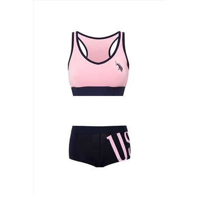 U.S. Polo Assn. Kadın Pembe Büstiyer Şort Takım 66269