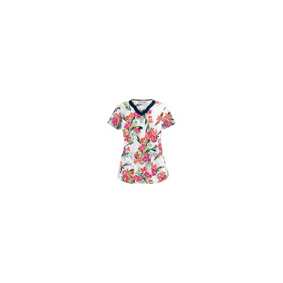 UA Island Bouquet White Print Scrub Top