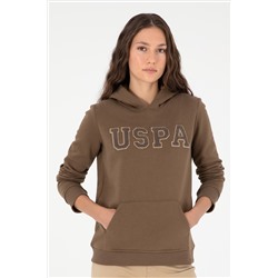 Kadın Haki Basic Kapüşonlu Sweatshirt