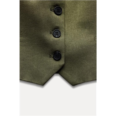 TAILORED LINEN BLEND WAISTCOAT