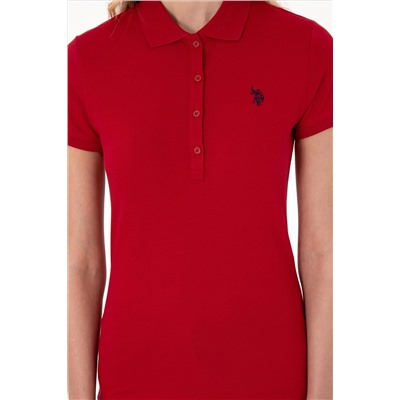 Kadın Kırmızı Basic Polo Yaka Tişört