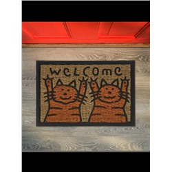 Relaxdays  Fußmatte "Katzen" in Orange/ Natur- (B)60 x (T)40 cm