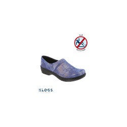 Klogs Mission Women's Leather Slip On Clog "Blue Silver Plaid"