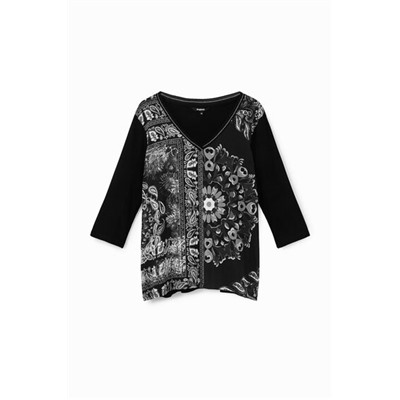 Camiseta boho manga tres cuartos
