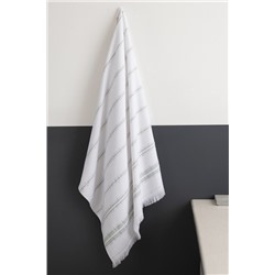 Gastonne Pamuklu Banyo Havlusu - Beyaz/Yeşil - 75x150 cm