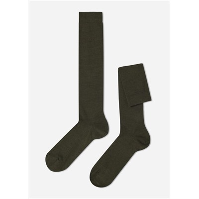 Lange Herrensocken mit Wolle und Baumwolle