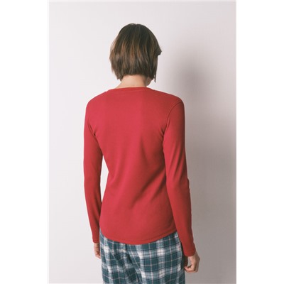 Camiseta manga larga waffle rojo