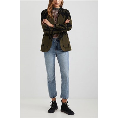 Blazer slim lana estampado