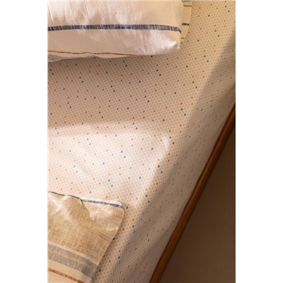 Elodie King Size %100 Pamuk Ranforce Lastikli Baskılı Nevresim Takımı - Bej