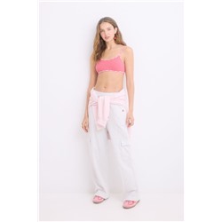 Sujetador top algodón copas extraíbles rosa