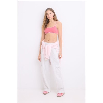 Sujetador top algodón copas extraíbles rosa