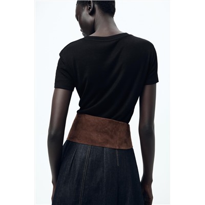 VISCOSE RIBBED T-SHIRT