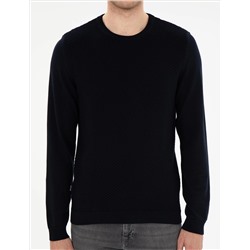 Açık Lacivert Slim Fit Bisiklet Yaka Triko Kazak