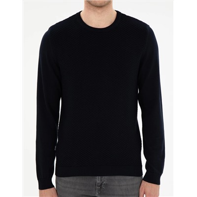Açık Lacivert Slim Fit Bisiklet Yaka Triko Kazak