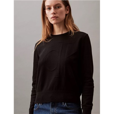 New Arrival Smooth Cotton Relaxed Monogram Logo Sweater