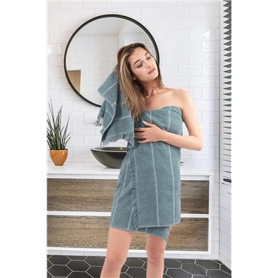 Mariva home Pandora Dark Blue Jakarlı Saçaklı Banyo Havlu Seti 2'li 8785251