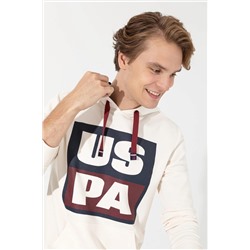 Erkek Ekru Kapüşonlu Sweatshirt