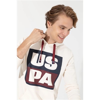 Erkek Ekru Kapüşonlu Sweatshirt