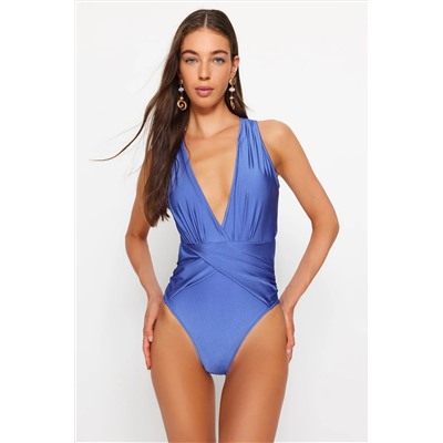 TRENDYOLMİLLA Saks Dekolteli Drapeli Regular Core Mayo TBESS21MA0042