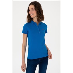 Kadın Kobalt Mavi Basic Polo Yaka Tişört
