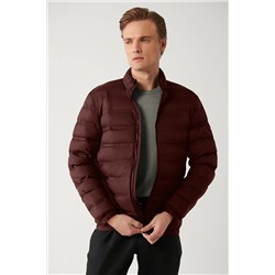 Avva Erkek Bordo Dik Yaka Su İtici Rüzgar Geçirmez Hafif Comfort Fit Rahat Kesim Şişme Mont E006019
