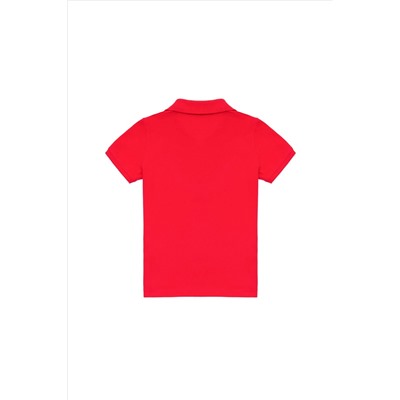 Erkek Çocuk Kırmızı Basic Polo Yaka Tişört