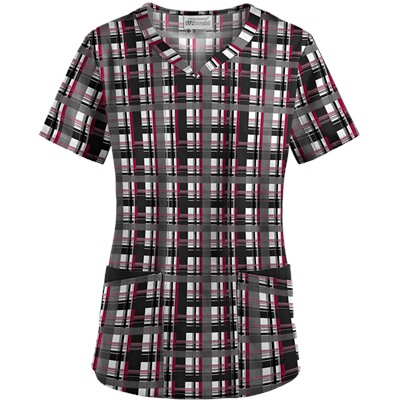 UA Plaid Sugar Berry Scrub Top