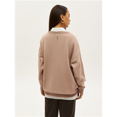 Oversize свитшот POLYMITAM из 100% хлопка с флуоресцентной вышивкой