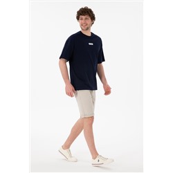 Erkek Oversize Fit Bisiklet Yaka Lacivert Tişört