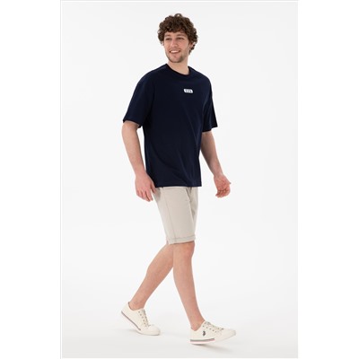 Erkek Oversize Fit Bisiklet Yaka Lacivert Tişört