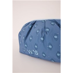 Neceser grande acolchado estampado azul