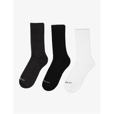 MENS 6PK ASSORTED SOLID RIB CREW SOCKS