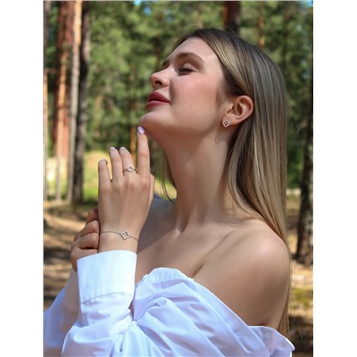 Колье Клевер из серебра с фианитами родированное - удлинитель 4 см Кц-7627р200