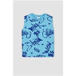 Erkek Çocuk Oversize Fit Bisiklet Yaka Pamuklu Penye Atlet