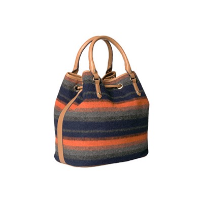Hannah Drawstring Tote - Bold Stripe Wool