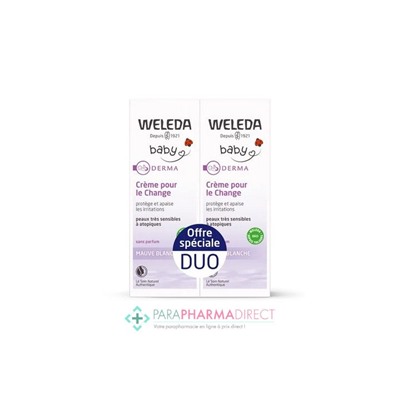 Weleda Baby Derma - Mauve Blanche - Crème pour le Change - BIO - LOT de 2x50mlLot  × 2