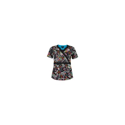 UA Butter-Soft STRETCH Splash of Love Black Scrub Top