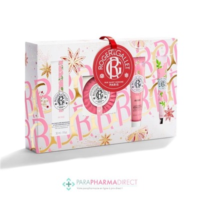 Roger & Gallet - Coffret Noël Bienfaisant Rose (Eau Parfumée 30ml + Savon 100g + Lait Corps 50ml + Crème Mains 30ml)