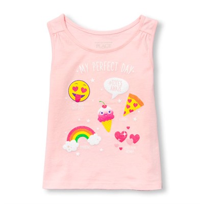 Toddler Girls Matchables Sleeveless Embellished Graphic Top