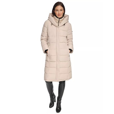 DKNY Women's Bibbed Hooded Puffer Coat