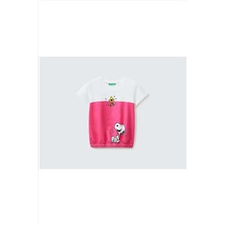 United Colors of Benetton Kız Çocuk Mix Snoopy Baskılı Renk Bloklu T-shirt 223P3096G10A0-901